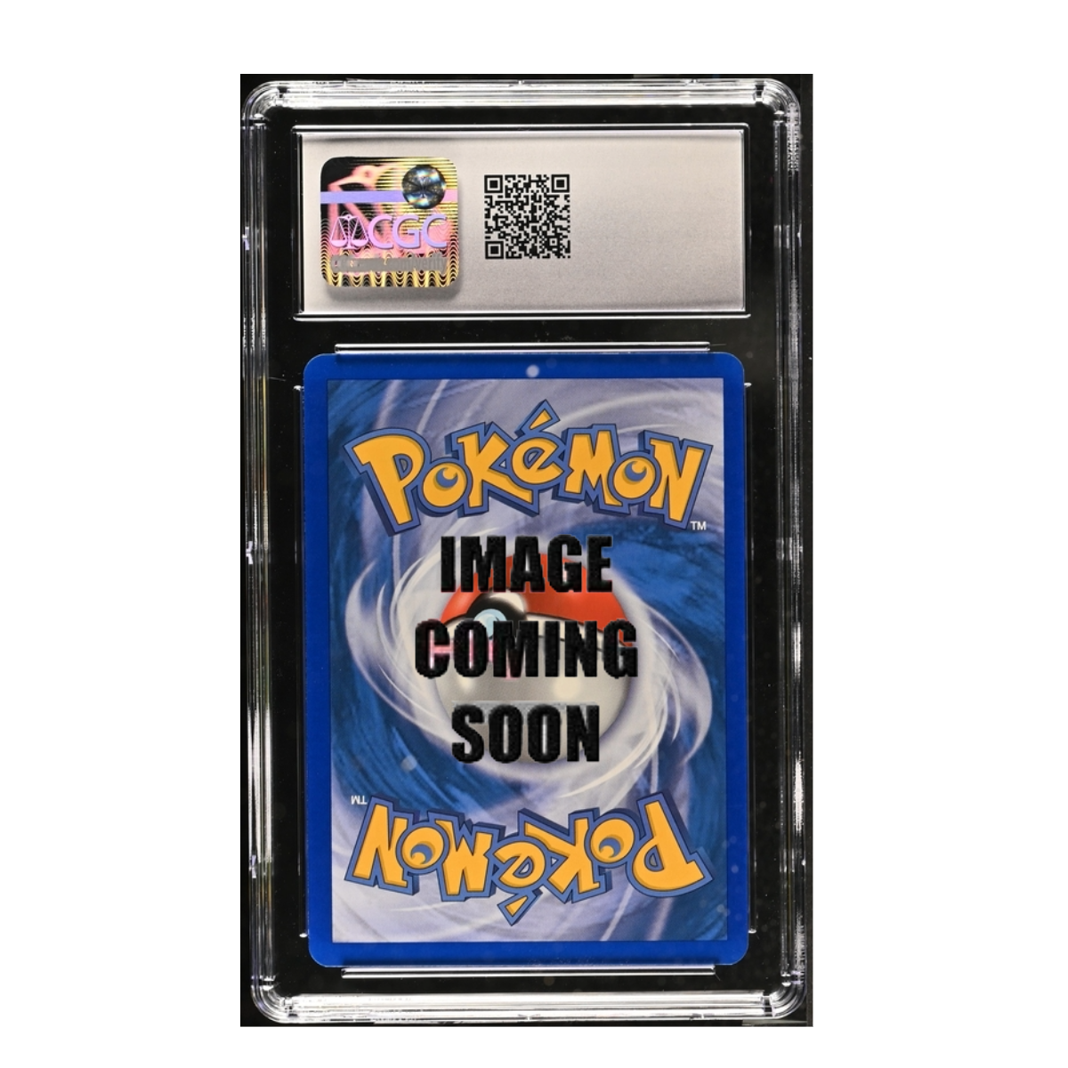 Pokémon trading card in protective case with 'Image Coming Soon' text